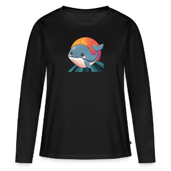 Nageoire sous-marine de baleine - T-shirt manches longues Premium bio Femme - noir - Devant - Julia (174cm)