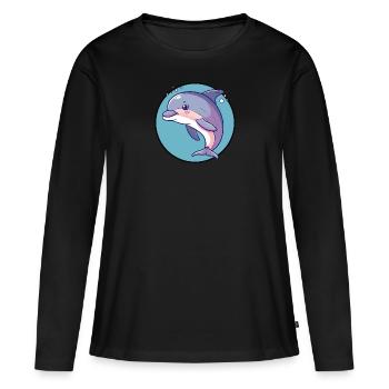 Dauphin Animaux Marins Mer - T-shirt manches longues Premium bio Femme - noir - Devant - Julia (174cm)