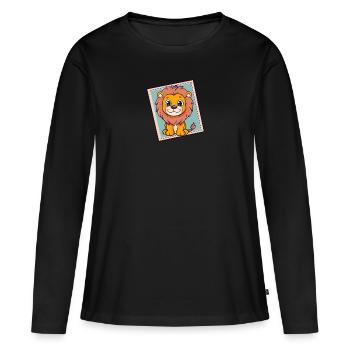 Loewe Leo Chat sauvage - T-shirt manches longues Premium bio Femme - noir - Devant - Julia (174cm)