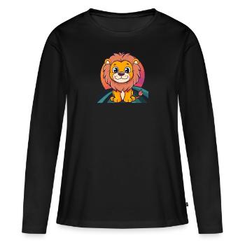 Loewe Lion's Head Leo - Women's Premium Organic Long Sleeve Shirt - black - Front - Julia (174cm)