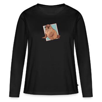 Walross Arktis Meeresbewohner - Frauen Premium Bio Langarmshirt - Schwarz - Vorne - Julia (174cm)