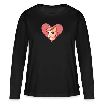 Licorne Licornes Amoureux des licornes - T-shirt manches longues Premium bio Femme - noir - Devant - Julia (174cm)