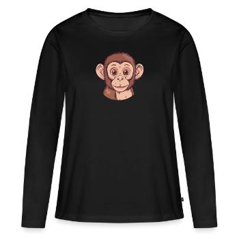 Affe Wildnis - Frauen Premium Bio Langarmshirt - Schwarz - Vorne - Julia (174cm)