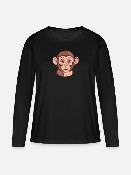 Affe Wildnis - Frauen Premium Bio Langarmshirt - Schwarz