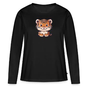 Tiger - Frauen Premium Bio Langarmshirt - Schwarz - Vorne - Julia (174cm)
