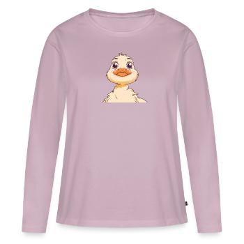 Caneton quak - T-shirt manches longues Premium bio Femme - rose poudré - Devant - Julia (174cm)