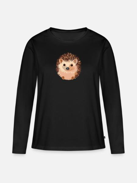 Igel Herbst - Frauen Premium Bio Langarmshirt - Schwarz