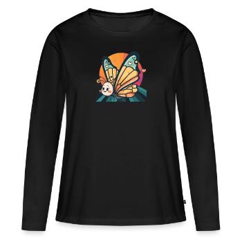 Schmetterling Tiere - Frauen Premium Bio Langarmshirt - Schwarz - Vorne - Julia (174cm)