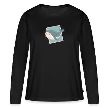Meeresleben Meerestier Wal - Frauen Premium Bio Langarmshirt - Schwarz - Vorne - Julia (174cm)