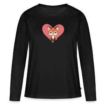 Renard Habitant de la forêt Renard - T-shirt manches longues Premium bio Femme - noir - Devant - Julia (174cm)