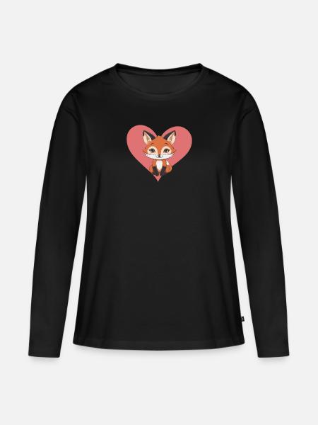 Fuchs Waldbewohner Fox - Frauen Premium Bio Langarmshirt - Schwarz