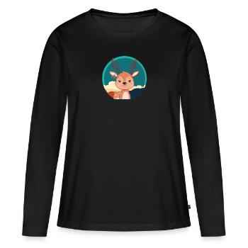 Chevreuil - T-shirt manches longues Premium bio Femme - noir - Devant - Julia (174cm)
