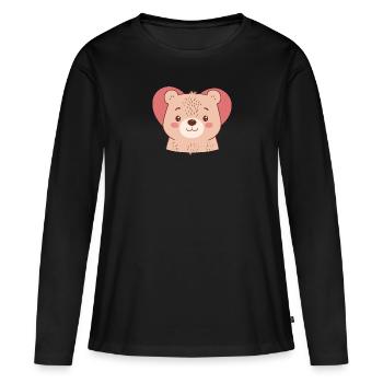Baer Waldbewohner Braunbär - Frauen Premium Bio Langarmshirt - Schwarz - Vorne - Julia (174cm)