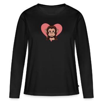 Monkey Zoo Animal Monkey - Women's Premium Organic Long Sleeve Shirt - black - Front - Julia (174cm)