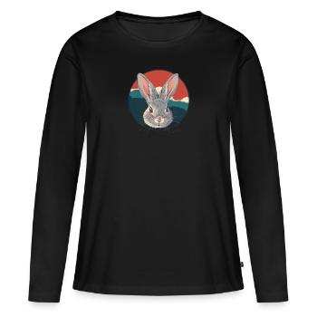 Dent de lapin Lapin de Pâques Lapin - T-shirt manches longues Premium bio Femme - noir - Devant - Julia (174cm)