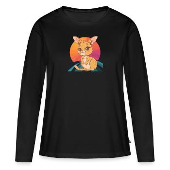Kangaroo Aussie - Frauen Premium Bio Langarmshirt - Schwarz - Vorne - Julia (174cm)