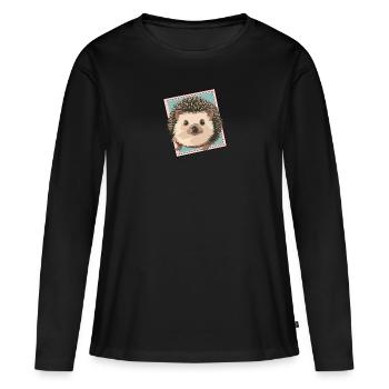 hérisson porc-épic piquant - T-shirt manches longues Premium bio Femme - noir - Devant - Julia (174cm)