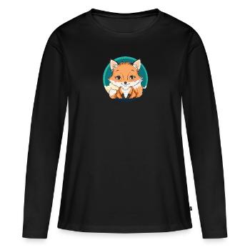 Fuchs Waldtier Fox - Frauen Premium Bio Langarmshirt - Schwarz - Vorne - Julia (174cm)
