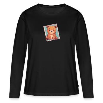 Baer Waldtier Bar - Frauen Premium Bio Langarmshirt - Schwarz - Vorne - Julia (174cm)