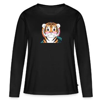 Tigre chat domestique léopard - T-shirt manches longues Premium bio Femme - noir - Devant - Julia (174cm)