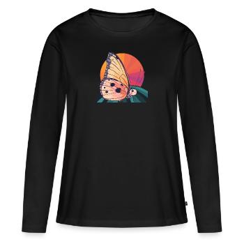 Schmetterling Waldbewohner Sommer - Frauen Premium Bio Langarmshirt - Schwarz - Vorne - Julia (174cm)
