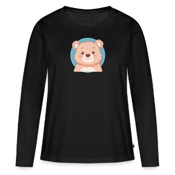 Baer Waldtier Braunbär - Frauen Premium Bio Langarmshirt - Schwarz - Vorne - Julia (174cm)