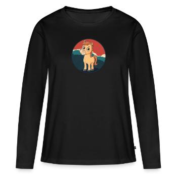 Sabots de fumier de cheval - T-shirt manches longues Premium bio Femme - noir - Devant - Julia (174cm)
