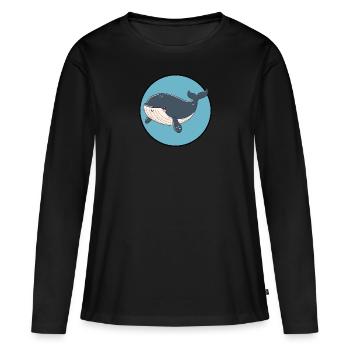 Meeresleben Wal Unter Wasser - Frauen Premium Bio Langarmshirt - Schwarz - Vorne - Julia (174cm)