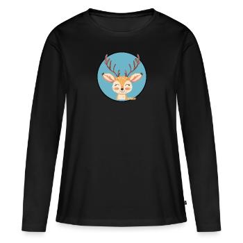 Cerf Habitants de la forêt Fauve - T-shirt manches longues Premium bio Femme - noir - Devant - Julia (174cm)
