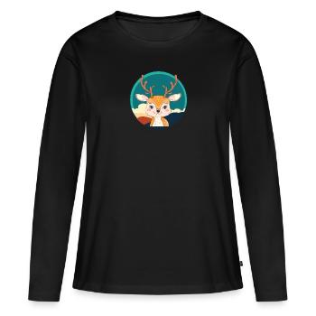 Bois de cerf Orignal Fauve - T-shirt manches longues Premium bio Femme - noir - Devant - Julia (174cm)
