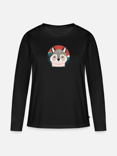 Wolf Wolfpack - Frauen Premium Bio Langarmshirt - Schwarz
