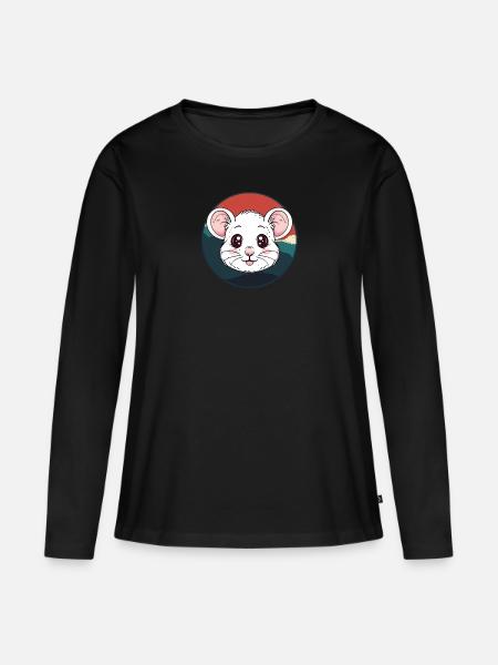 Mäuse Mäuschen Ratte - Frauen Premium Bio Langarmshirt - Schwarz