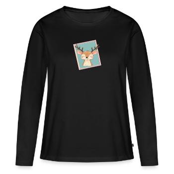 Cerf Chasse au chevreuil Chevreuil - T-shirt manches longues Premium bio Femme - noir - Devant - Julia (174cm)