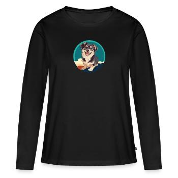 chien border collie amoureux des chiens - T-shirt manches longues Premium bio Femme - noir - Devant - Julia (174cm)