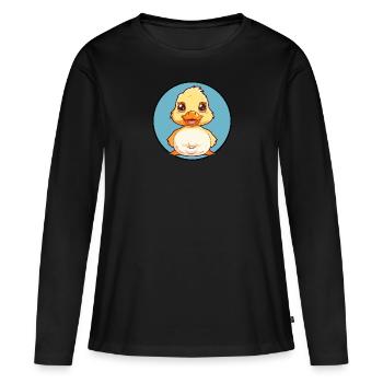 Caneton Canard - T-shirt manches longues Premium bio Femme - noir - Devant - Julia (174cm)