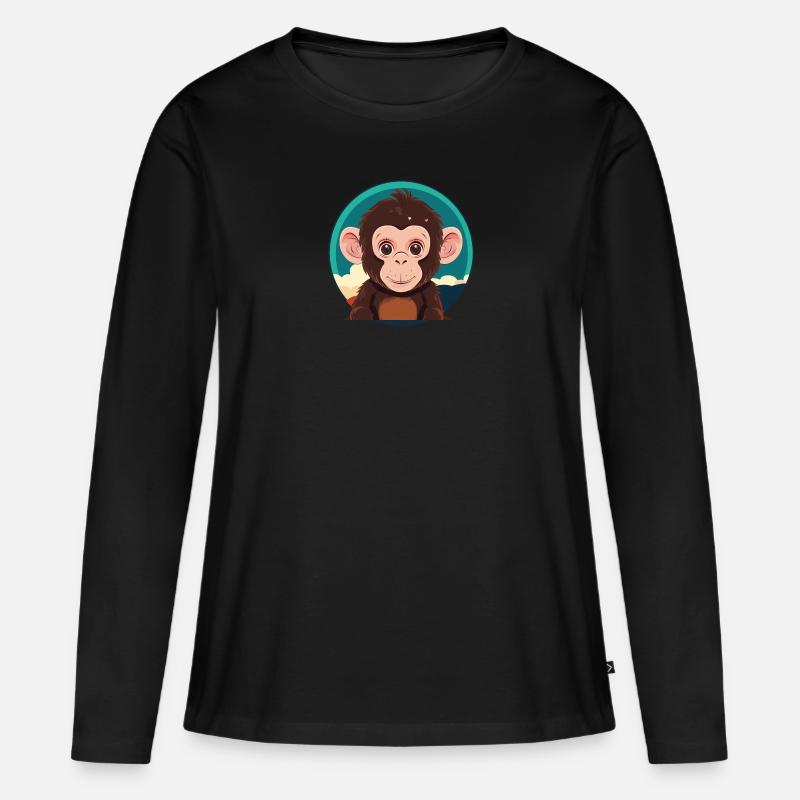 Affe Affen - Frauen Premium Bio Langarmshirt - Schwarz