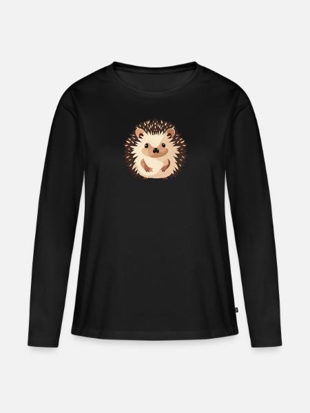Igel Stachel - Frauen Premium Bio Langarmshirt - Schwarz