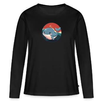 Aileron de baleine - T-shirt manches longues Premium bio Femme - noir - Devant - Julia (174cm)