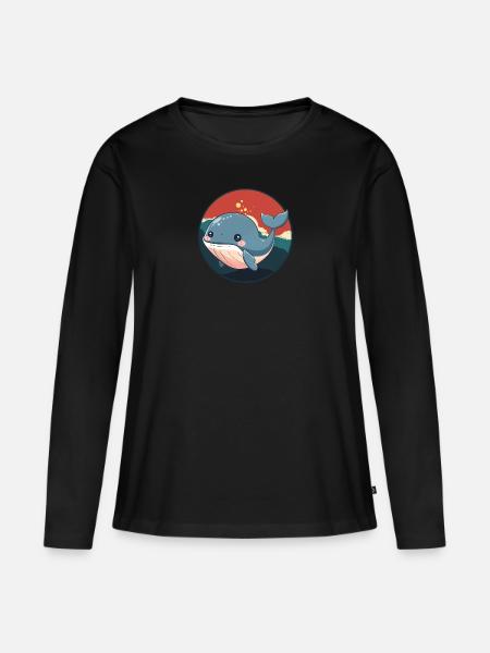 Wal Flosse - Frauen Premium Bio Langarmshirt - Schwarz