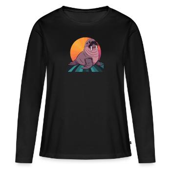 Morse Animal marin - T-shirt manches longues Premium bio Femme - noir - Devant - Julia (174cm)