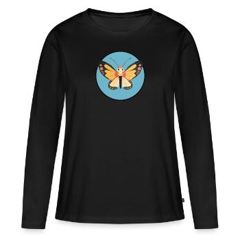 Schmetterling Wald Tiere - Frauen Premium Bio Langarmshirt - Schwarz - Vorne - Julia (174cm)