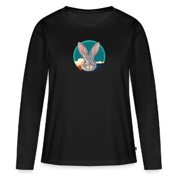 Lapin Lapin - T-shirt manches longues Premium bio Femme - noir - Devant - Julia (174cm)