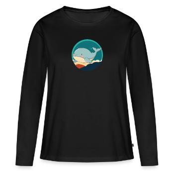 Meeresleben Wal - Frauen Premium Bio Langarmshirt - Schwarz - Vorne - Julia (174cm)