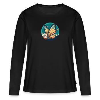 Schmetterling Frühling Sommer - Frauen Premium Bio Langarmshirt - Schwarz - Vorne - Julia (174cm)