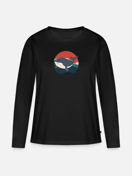 Wal Meerestier Meerestiere - Frauen Premium Bio Langarmshirt - Schwarz