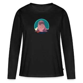 Walross Seelöwe Meeresbewohner - Frauen Premium Bio Langarmshirt - Schwarz - Vorne - Julia (174cm)