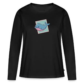 Wal Meeresleben - Frauen Premium Bio Langarmshirt - Schwarz - Vorne - Julia (174cm)
