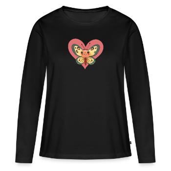 Papillon Animaux Habitants de la forêt - T-shirt manches longues Premium bio Femme - noir - Devant - Julia (174cm)