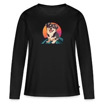 Chien Amoureux des chiens - T-shirt manches longues Premium bio Femme - noir - Devant - Julia (174cm)