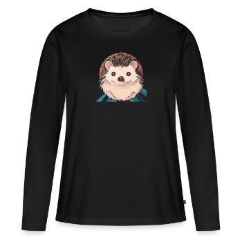 Hérisson Spitz Spine - T-shirt manches longues Premium bio Femme - noir - Devant - Julia (174cm)
